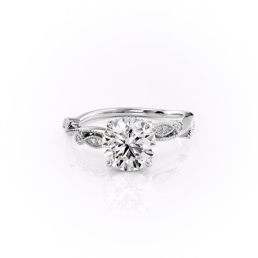 Vintage Vine Hidden Halo Engagement Ring