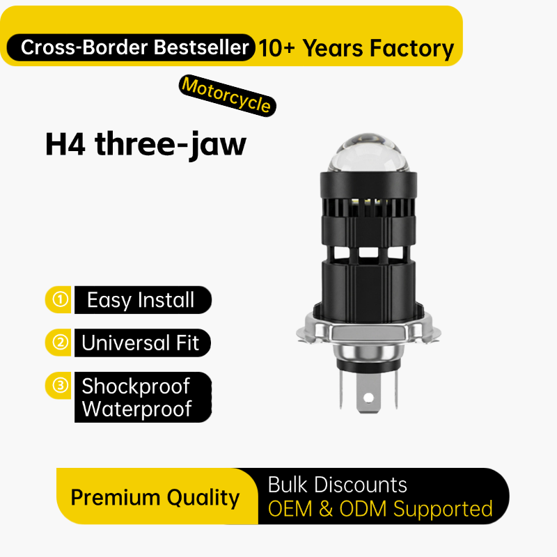 JEAI H4 Three-Prong Projector LED Motorcycle Headlight Bulb