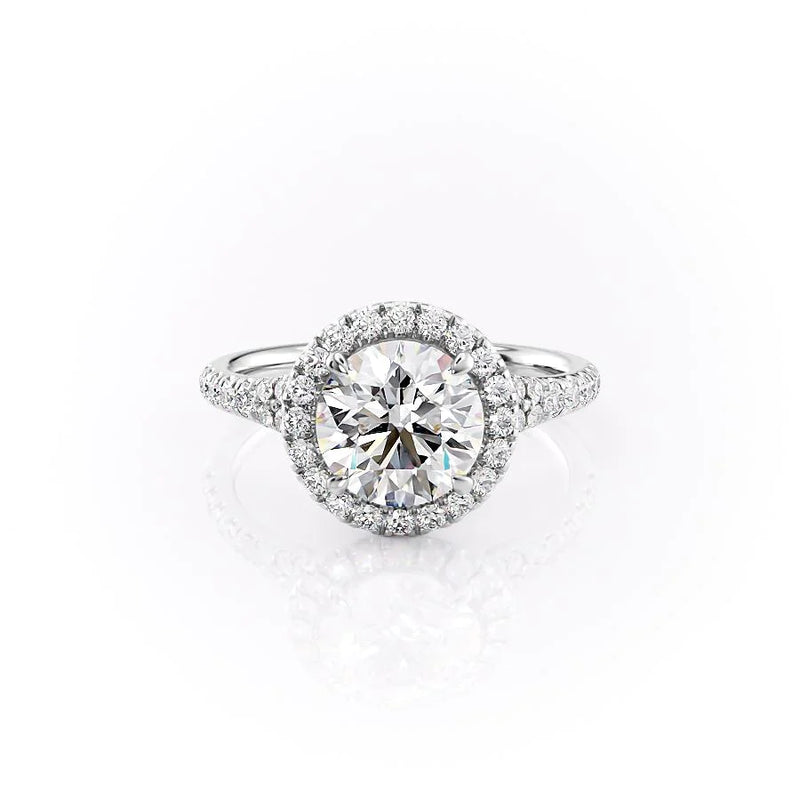 Split Shank Pavé Halo Engagement Ring