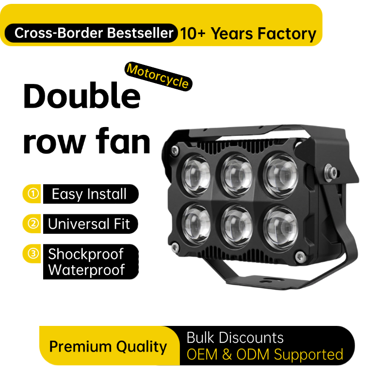 JEAI Dual Fan Cooling Projector LED Motorcycle Spotlight