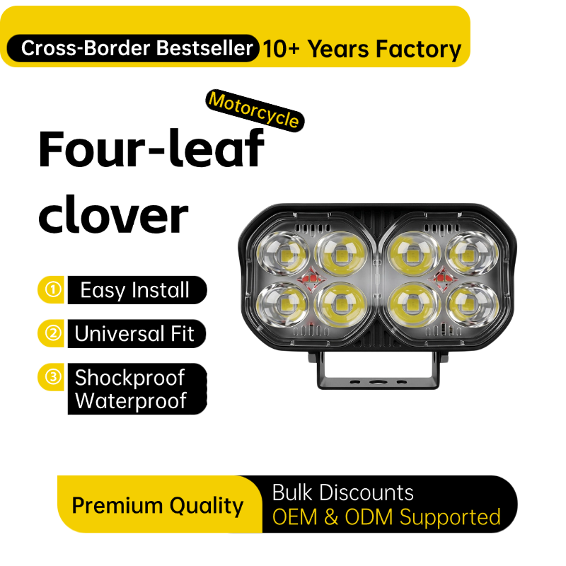JEAI Dual Head Clover Demon Eye LED Motorcycle Spotlight